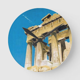 Vintage Travel Athens Griekenland Parthenon Temple Ronde Klok