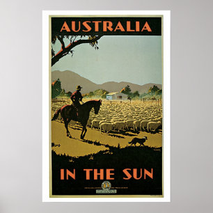 Vintage Travel Australia Sheep Boerderij Poster