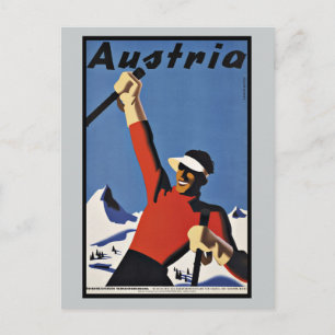 Vintage Travel Austria Ski Sports Briefkaart