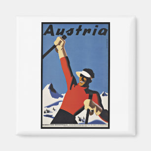 Vintage Travel Austria Ski Sports Magneet