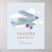 Vintage Travel Baby shower Favors Sign Poster (Voorkant)