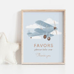 Vintage Travel Baby shower Favors Sign Poster<br><div class="desc">Nodig uw gasten uit om een gunst met dit teken te nemen,  dat met  biplane illustratie,  ideaal voor een reis-themed gebeurtenis kenmerkt.</div>