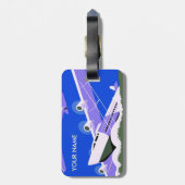 Vintage Travel Bagagelabel blauw (Achterkant verticaal)