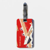 Vintage Travel Bagagelabel Red (Achterkant verticaal)