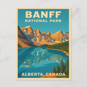 Vintage Travel Banff Nationaal Park Retro Schilder Briefkaart