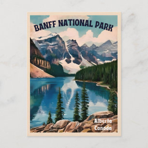 Vintage Travel Banff National Park Retro Graphic Briefkaart