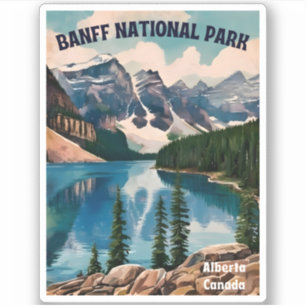 Vintage Travel Banff National Park Retro Graphic Sticker