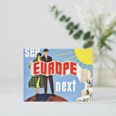 Vintage Travel Bekijk Europa Briefkaart (Staand voorkant)