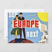 Vintage Travel Bekijk Europa Briefkaart (Voorkant / Achterkant)