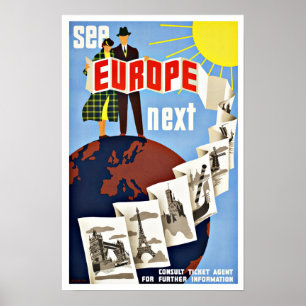 Vintage Travel Bekijk Europa Poster