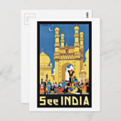 Vintage Travel Bekijk India Aisa Briefkaart (Voorkant / Achterkant)