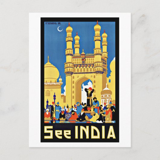 Vintage Travel Bekijk India Aisa Briefkaart (Voorkant)