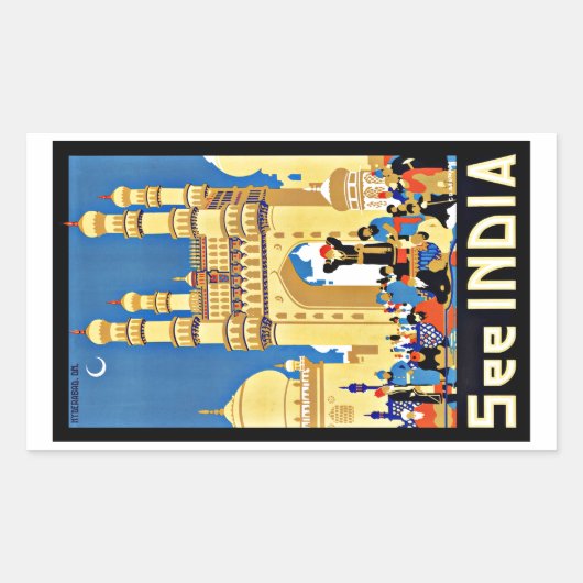 Vintage Travel Bekijk India Aisa Rechthoekige Sticker (Voorkant)