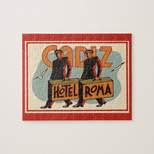 Vintage Travel Bellhops Hotel Roma, Cadiz, Spanje Legpuzzel (Horizontaal)