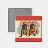 Vintage Travel Bellhops Hotel Roma, Cadiz, Spanje Magneet (Voorkant / Achterkant)