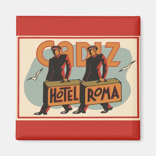 Vintage Travel Bellhops Hotel Roma, Cadiz, Spanje Magneet (Voorkant)