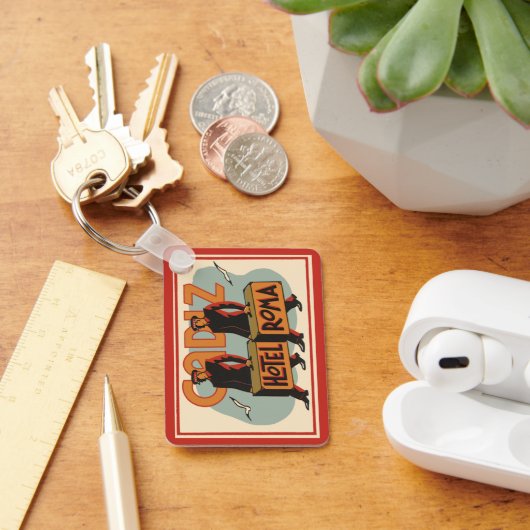 Vintage Travel Bellhops Hotel Roma, Cadiz, Spanje Sleutelhanger (Bureau)