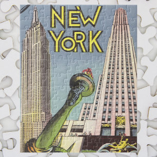 Vintage Travel, beroemde New York City Landmarks Legpuzzel