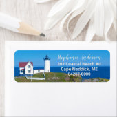 Vintage Travel Blue Ocean Coast Nubble Lighthouse Etiket (Insitu)