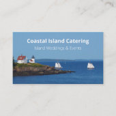 Vintage Travel Blue Ocean Lighthouse Maine Sail Visitekaartje (Voorkant)