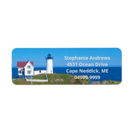 Vintage Travel Blue Ocean Nubble Lighthouse Etiket