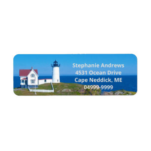 Vintage Travel Blue Ocean Nubble Lighthouse Etiket