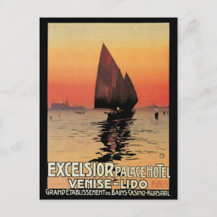 Vintage Travel, Boats in Excelsior Palace Venice Briefkaart