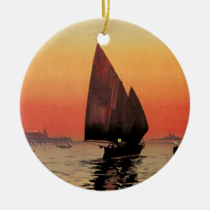 Vintage Travel, Boats in Excelsior Palace Venice Keramisch Ornament