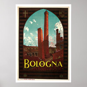 Vintage Travel Bologna Italië Poster