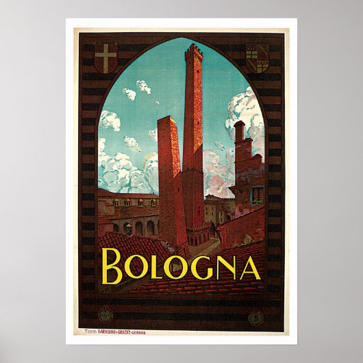 Vintage Travel Bologna Italië Poster (Voorkant)