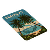 Vintage Travel Boracay Filipijnen Retro Schilderac Magneet (Rechterzijde)