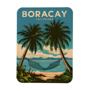Vintage Travel Boracay Filipijnen Retro Schilderac Magneet