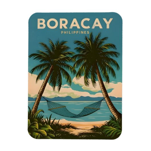 Vintage Travel Boracay Filipijnen Retro Schilderac Magneet (Verticaal)