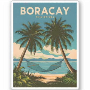 Vintage Travel Boracay Filipijnen Retro Schilderac Sticker