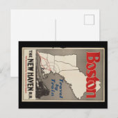 Vintage Travel Boston New Haven Railroad Train Briefkaart (Voorkant / Achterkant)