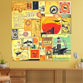 Vintage Travel Briefkaart Art Canvas Afdruk (Insitu (Woonkamer))