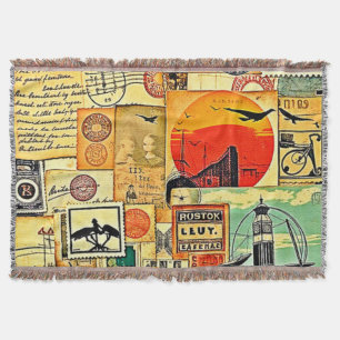 Vintage Travel Briefkaart Art Deken