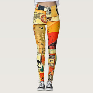 Vintage Travel Briefkaart Art Leggings