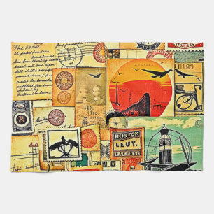 Vintage Travel Briefkaart Art Theedoek
