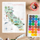 Vintage Travel Briefkaart | Californië