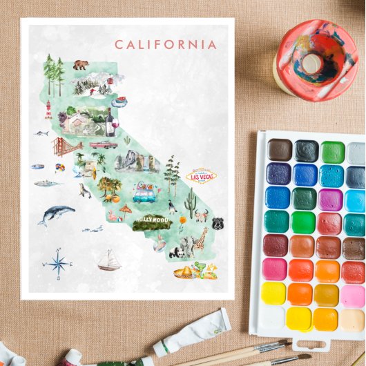 Vintage Travel Briefkaart | Californië