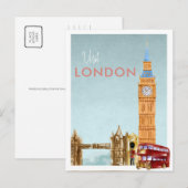 Vintage Travel Briefkaart | Londen (Voorkant / Achterkant)