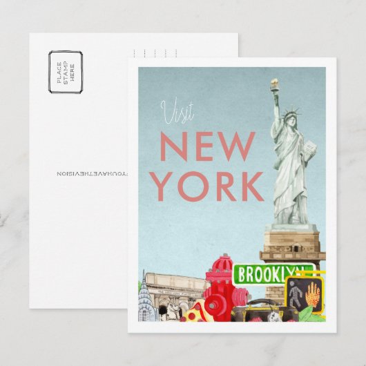 Vintage Travel Briefkaart | New York (Voorkant / Achterkant)