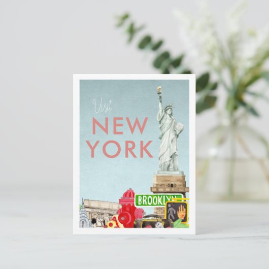 Vintage Travel Briefkaart | New York (Staand voorkant)