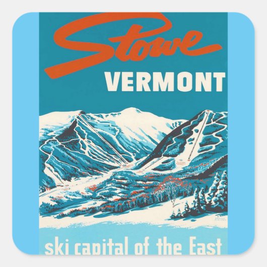Vintage Travel Briefkaart - Stowe Vermont  Vierkante Sticker (Voorkant)