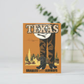 Vintage Travel Briefkaart Texas (bijgewerkt ontwer (Staand voorkant)