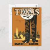 Vintage Travel Briefkaart Texas (bijgewerkt ontwer (Voorkant / Achterkant)