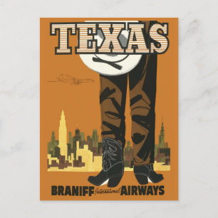 Vintage Travel Briefkaart Texas (bijgewerkt ontwer