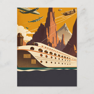 Vintage Travel Briefkaart voor bootstralen