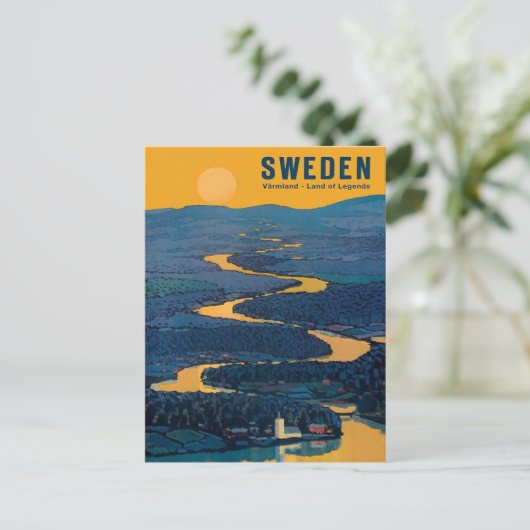 Vintage Travel Briefkaart - ZWEDEN (Staand voorkant)